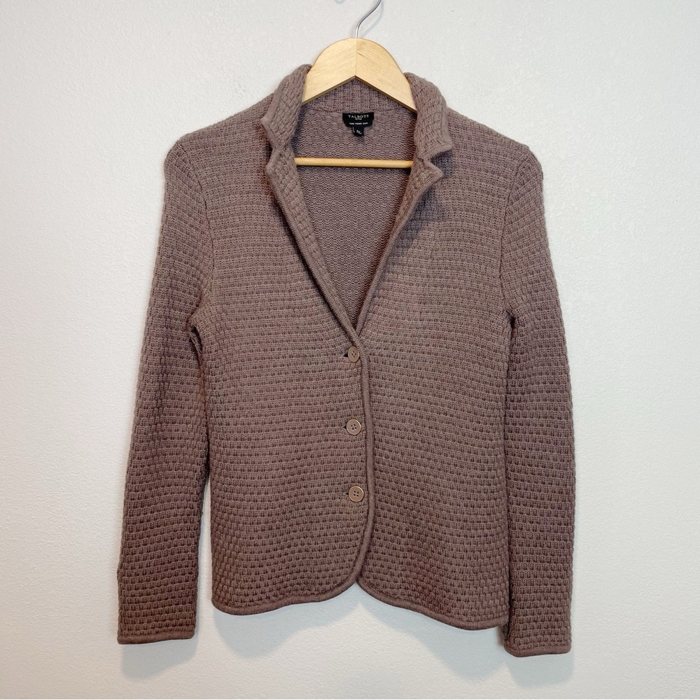 Talbots Pure Merino Wool Textured Sweater Blazer Size Small Petite